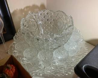 #96	Crystal Punch Bowl w/underplate w/10 cups w/22" Underplate	 $55.00 
