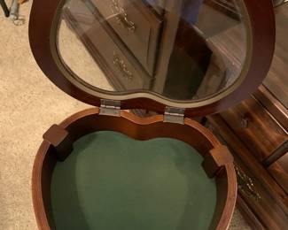 #111	Wood Heart Shaped Display Cabinet w/glass lift-up Heart Top and heart shelf - 15x15x27	 $65.00 
