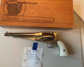 #239	Pietta Army  1860 Black Powder Revolver .44 Caliber Replica Nickel & gold finish - w/box	 $300.00 

