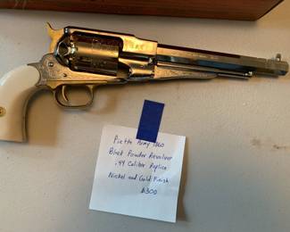 #239	Pietta Army  1860 Black Powder Revolver .44 Caliber Replica Nickel & gold finish - w/box	 $300.00 
