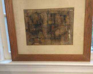 Mid century watercolor by listed artist Riva Helfond
