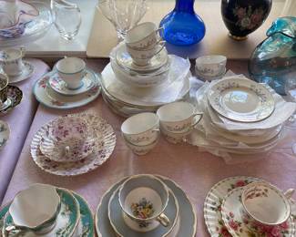 English bone china cups and saucers and trios 