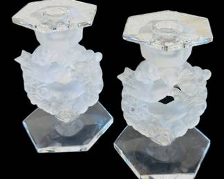 Lalique crystal candleholders