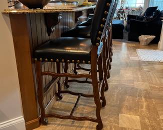 5 Studded Leather bar stools