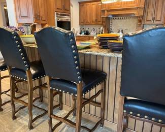 Leather studded bar stools
