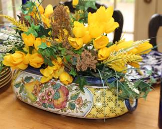 Pottery Basket with Flowers