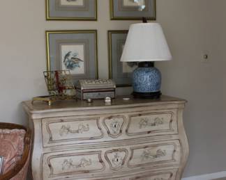 Louie XV Dresser or Credenza, Lamp, Art, Decorator Box