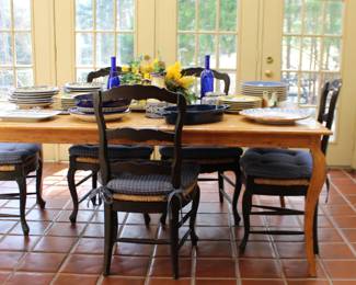 Wood Dining Table, Chairs, Pottery, Dishes Glassware, Bake Ware