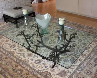 Bronze Sculpted Branch Beveled Glass Coffee Table