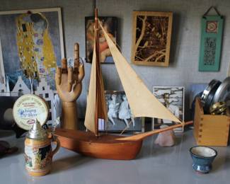 Wood Boat, Wood hand, Art Works, Stein