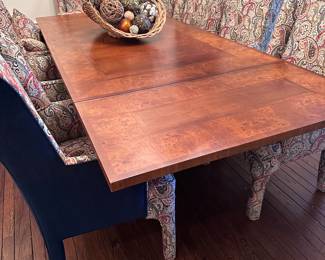 Beautiful Baker’s Furniture Co. Mahogany and Birds Eye Maple with Tiger Maple trim Dining Room Table