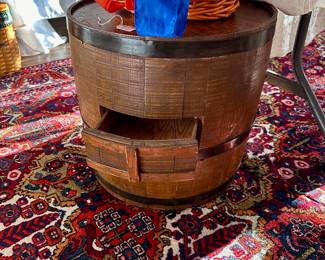 Barrel Table with drawer