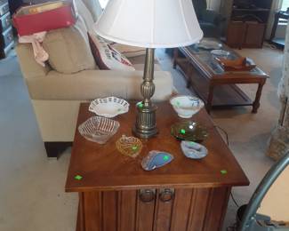 End Table with lamp and decorative items