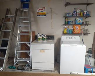 Extension Ladder, 8' Folding Ladder, Gas Clothes Drier and Washing Machine