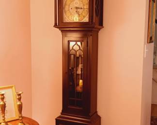 Tall case clock by JB Van Scriver Co and Herschede Hall Clock Co.