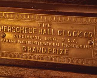 Tall case clock by JB Van Scriver Co and Herschede Hall Clock Co. (detail)...
