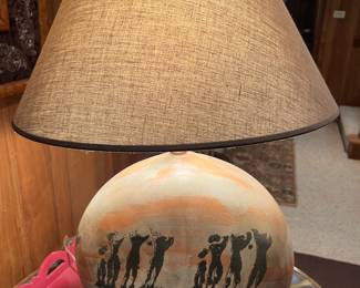 Hand painted pottery lamp