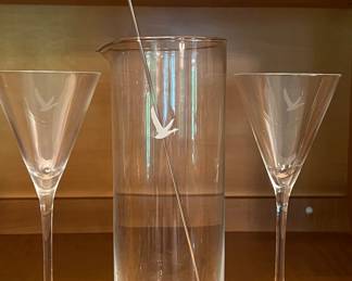 Grey Goose decanter, glasses and stirrer