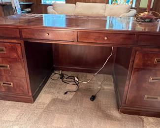 Vintage mahogany desk with matching credenza