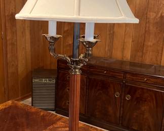 Brass and wood desk lamp (1 of 2)