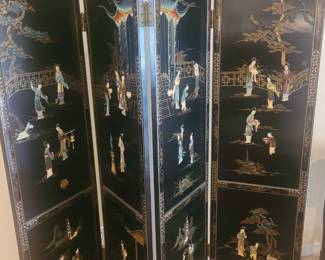 Asian room divider with mother of pearl inlay