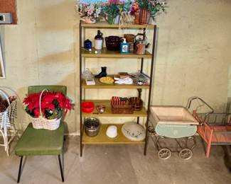 Vintage Doll Stroller & Crib; Vintage Chair;  Knickknacks