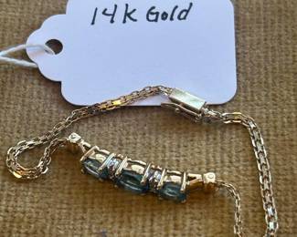 14K Gold and Blue Topaz Bracelet