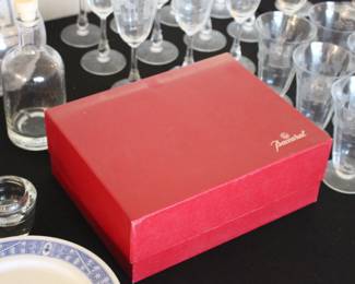 Baccarat box with champagne glassware inside