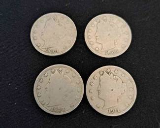 Four Liberty Head V Cents 