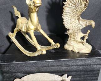 Solid Brass Vintage Beautiful Eagle, Rocking Horse, Bacon Press