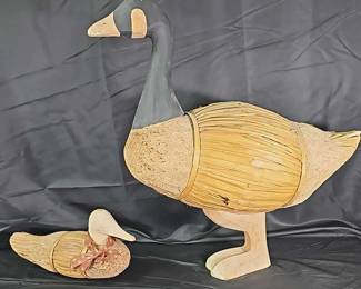 Large Wooden Goose w Duck
