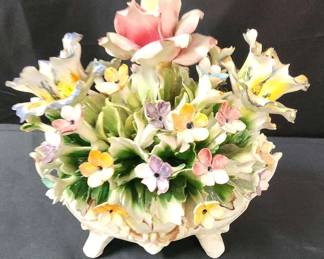 Vintage Capodimonte Porcelain Flower Centerpiece
