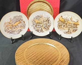 Decorative Gold Rimmed Plates Serving Dishes