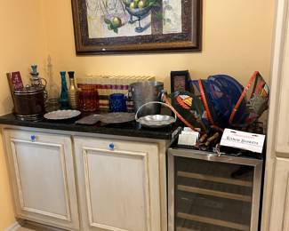 Wine fridge, pewter, art, ice buckets 