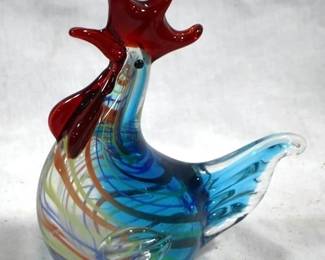 841 - Murano Glass Rooster - 9 x 7
