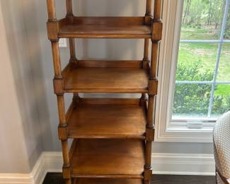 Wood Etagere - 6 Shelves on Casters 20" W x 16" D x 60" H $350 