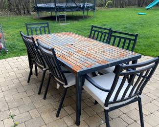 Metal Table AS IS $50  Set of 6 Chairs $300