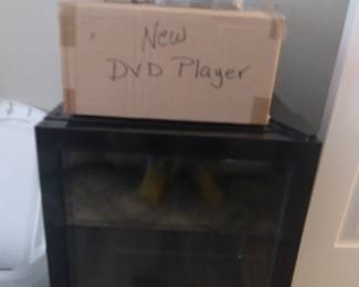 New mini fridge on stand, new DVD Player