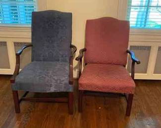 Pair of Patterned Arm Chairs Hancock  Moore statesville Chair