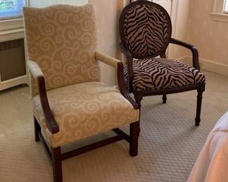 Pair Of Patterned Vintage Arm Rest Chairs 
