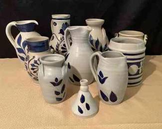 Vintage Williamsburg Blue Grey Salt Glazed Pottery Pieces 
