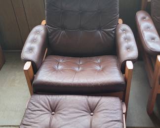 Ekornes® Leather Recliner and Ottoman 