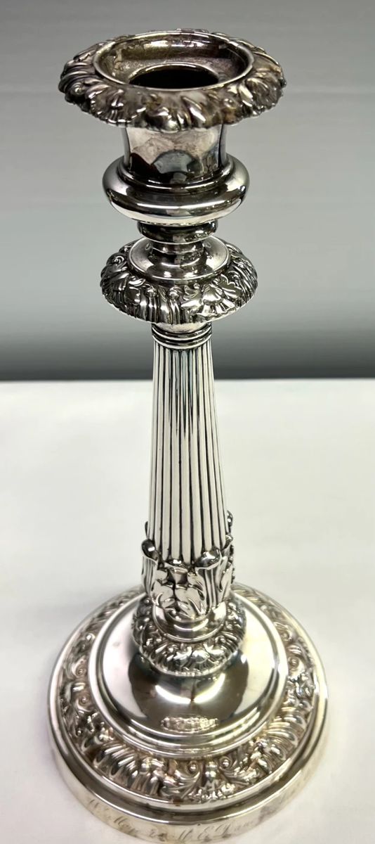 Heavy, tall English sterling candlestick