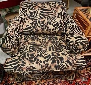 Pair of animal print upholstered chairs