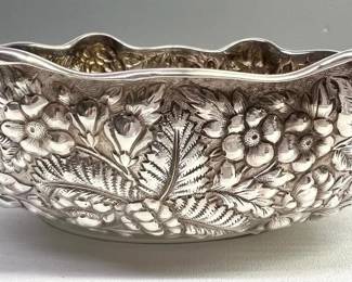 Wonderful large repoussé sterling bowl, one of two.