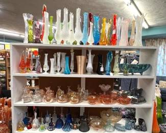 Swung/Stretch vases, anyone?  Collection of bells and other glass from popular makers