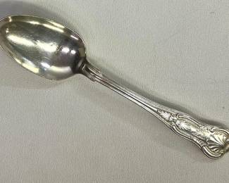 Full view silverplate spoon, monogrammed The Hill School