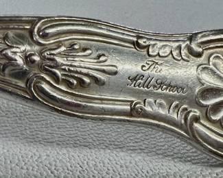 Silverplate spoon, monogrammed The Hill School 
