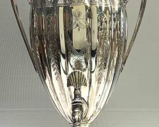 Front on view of early silverplated urn