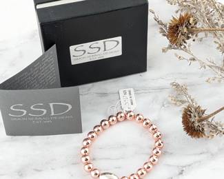 Simon Sebbag Designs Rose Gold Plated Sterling Silver Bead Stretch Bracelet - New in Box
